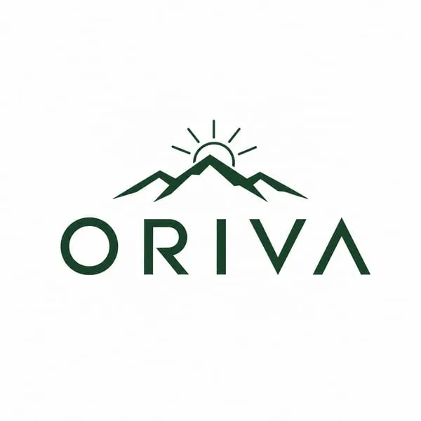 The ORIVA logo, a mountain ridge and rising sun above the wordmark, in dark green