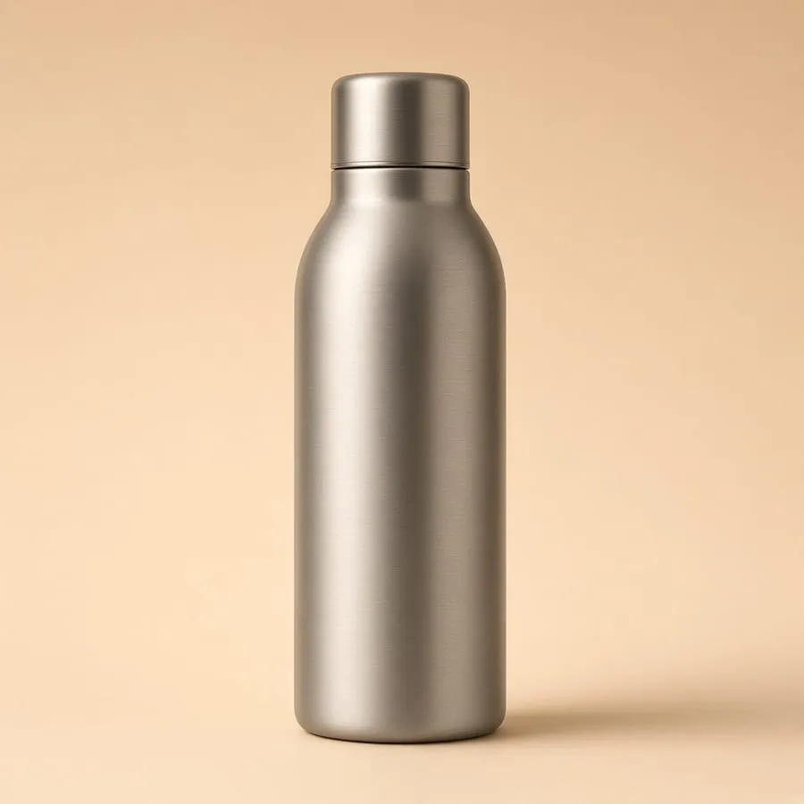A brushed-titanium flask